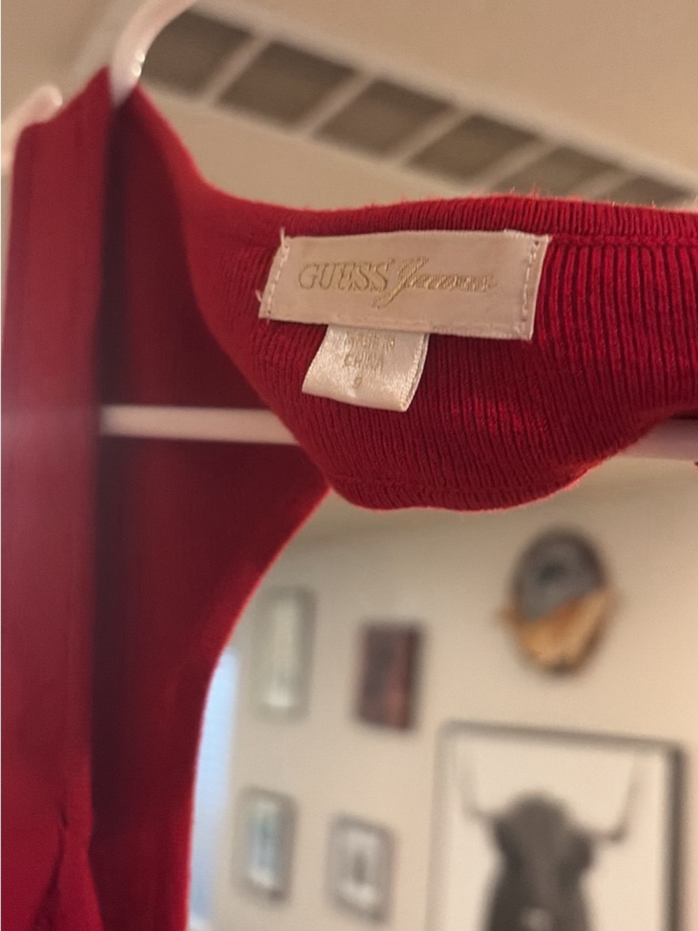 Guess Off-the-Shoulder Red Knit dress